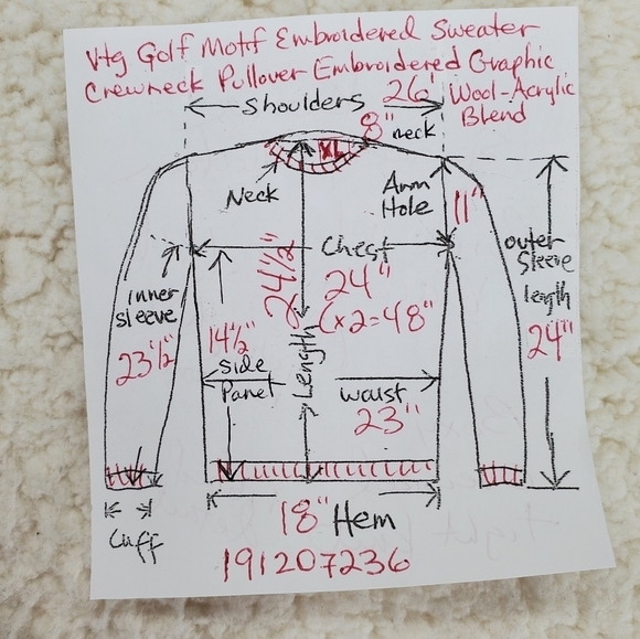 Vtg Golf Motif Knit Sweater Mens XL Maroon Red Gray Embroidered Crewneck L/S - Picture 5 of 11